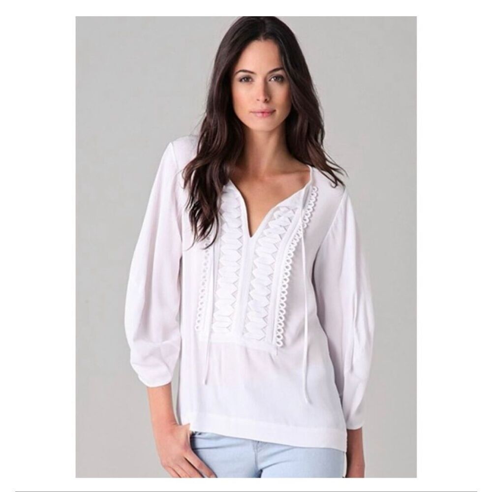 Diane Von Furstenberg White Embellished Iliana Top